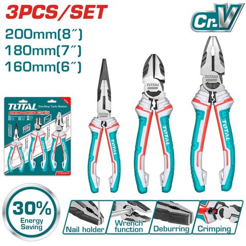 (AT8) Bộ 3 kìm răng, cắt và mũi dài (trợ lực 30%) TOTAL THT2K0301S.