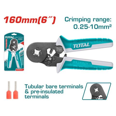 Kìm Bấm Cos Vuông TOTAL THCPG2510 - Dụng Cụ 6 Inch Chất Lượng, Điều Chỉnh Lực Ép, Thích Hợp Dây AWG 23-7