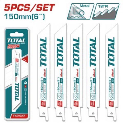 Bộ 5 Lưỡi Cưa Kim Loại TOTAL TRSB922EF - Dụng Cụ Cưa Kim Loại HSS Chất Lượng Cao, Kích Thước 150mm x 19mm x 1,2mm