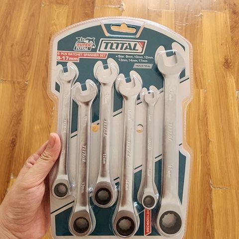 Bộ 6 Cờ Lê Vòng Miệng Tự Động TOTAL THT102RK566 - Chất Liệu Cr-V Bóng Đẹp, Kích Thước 8-17mm, Thiết Kế 2 Chiều Tiện Lợi