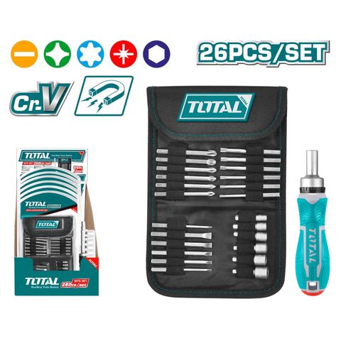 Bộ Tua vít 26 chi tiết tự động 2 chiều TOTAL TACSD30266 - Dụng cụ sửa chữa cầm tay đa năng cho thợ sửa chuyên nghiệp và nghiệp dư
