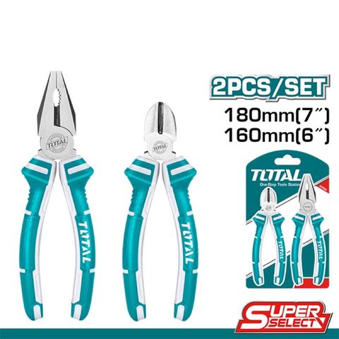 (at8) Bô 2 Kìm răng 7 inch và kìm cắt 6 inch (dòng tiêu chuẩn) TOTAL THT1K0201