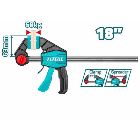 Cảo kẹp nhanh TOTAL THT1340603 - Dụng cụ tiện ích 18 inch với lực kẹp tối đa 60KGS và kích thước 63x450mm