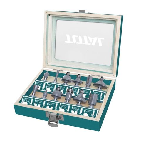 Bộ 12 Mũi Phay Gỗ 6mm Total TACSR0121 - Dụng Cụ Phay Gỗ Đa Năng, Hợp Kim Cao Cấp, Chống Mài Mòn, Tiện Lợi cho Thợ Mộc và DIY