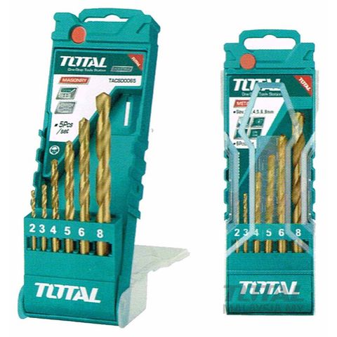 Bộ 6 Mũi Khoan Kim Loại TOTAL TACSD0065 - Dụng Cụ Tiện Ích Sản Xuất Tại Trung Quốc, Kích Thước 2-8MM, Hộp Nhựa Tiện Dụng