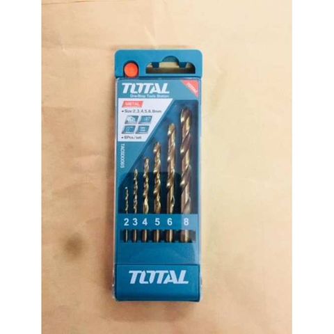 Bộ 6 Mũi Khoan Kim Loại TOTAL TACSD0065 - Dụng Cụ Tiện Ích Sản Xuất Tại Trung Quốc, Kích Thước 2-8MM, Hộp Nhựa Tiện Dụng