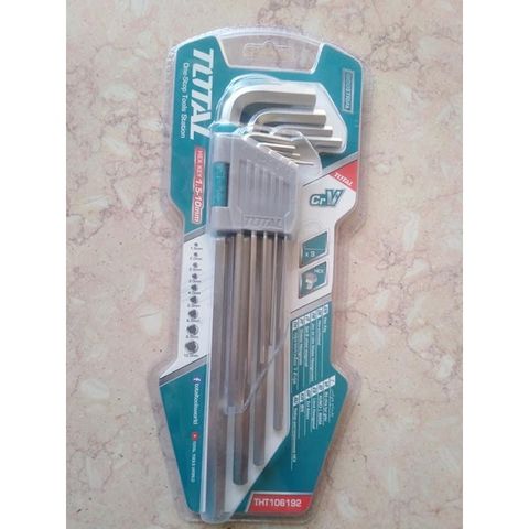 Bộ 9 Chìa Lục Giác Dài TOTAL THT106192 - Công Cụ Tiện Ích Kích Thước 1.5-10mm Cho Thợ Sửa Chữa Chuyên Nghiệp