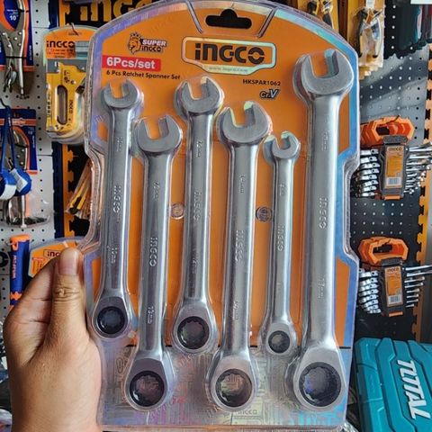 Bộ Cờ Lê Vòng Miệng INGCO HKSPAR1062 - 6 Chi Tiết CrV Chắc Chắn, Chất Liệu Cao Cấp, Tiện Dụng Sửa Chữa Xe Máy và Cơ Khí