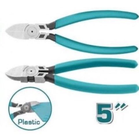 Kìm Cắt Nhựa 140mm TOTAL - Dụng Cụ Tiện Ích Chất Lượng Cao, Đầu Kềm Mạ Đen Bóng, Tay Cầm Nhựa Ergonomic