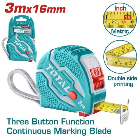 Thước Kéo Thép TOTAL TMT126031 3 Mét - Dụng Cụ Đo Thân Thiện với Người Dùng, Độ Chính Xác Cao