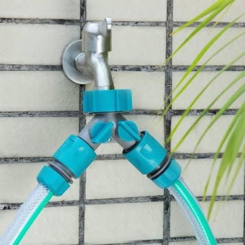 Bộ Chia Ống Nước 3/4 inch Sang 1/2 inch TOTAL THHC1202 - Đầu Nối 2 Chiều Nhựa Có Nút Ngắt và Nút Xoay