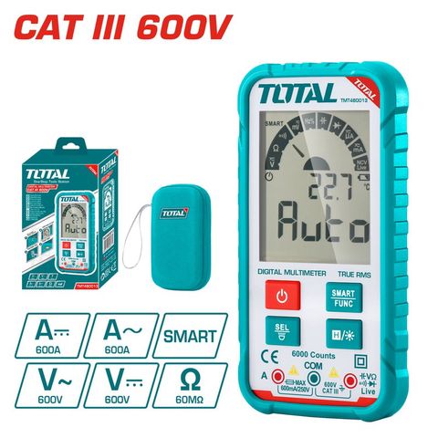 Đồng hồ đo điện TOTAL TMT460013 - Màn hình rộng, Đo DC/AC, Kiểm tra diode, Phát hiện điện áp không tiếp xúc, Thiết bị đa năng