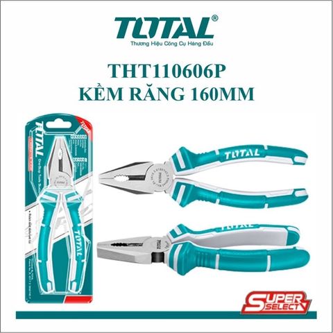 Kìm Răng 6 Inch TOTAL THT110606P - Dụng Cụ Tiện Ích Chất Lượng Cao, Đầu Kềm Chống Rỉ, Tay Cầm Thoải Mái