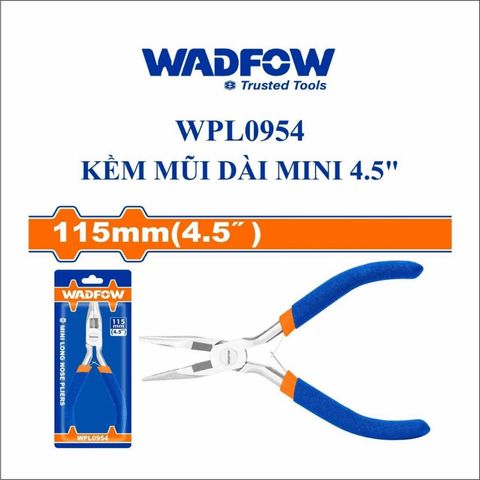 Kìm mũi nhọn mini 4.5 inch WADFOW WPL0954 - Dụng cụ tiện ích chống gỉ tay cầm nhựa, lý tưởng cho việc sửa chữa và DIY
