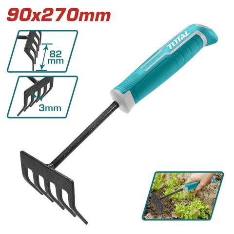 Cây cào đất làm vườn TOTAL THFTR1008 - Dụng cụ làm vườn thép carbon với tay cầm thiết kế độc đáo, chiều dài 270mm, chất lượng cao
