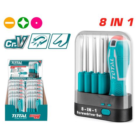 Bộ 9 Tua Vít Đa Năng TOTAL THT250906 - Chất Liệu CR-V, Bao Gồm Nhiều Kích Cỡ, Dụng Cụ Tiện Ích Cho Người Làm Thủ Công