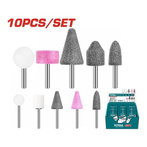 Bộ 10 Đá Mài TOTAL TAKB1001 - Phụ Kiện Cho Máy Mài Khuôn Mini, Chất Liệu Cao Cấp, Độ Bền Tối Ưu
