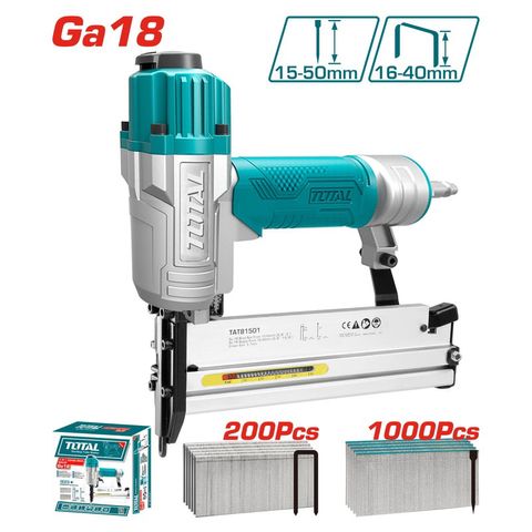 Máy bấm đinh 2 trong 1 TOTAL TAT81501 - Dụng cụ tiện ích dùng hơi với 1000 đinh U và 200 đinh ghim, bảo hành chính hãng, hiệu suất cao.