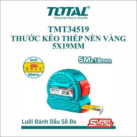 (at8) Thước kéo 5mét hệ đo inch và mét TOTAL TMT34519