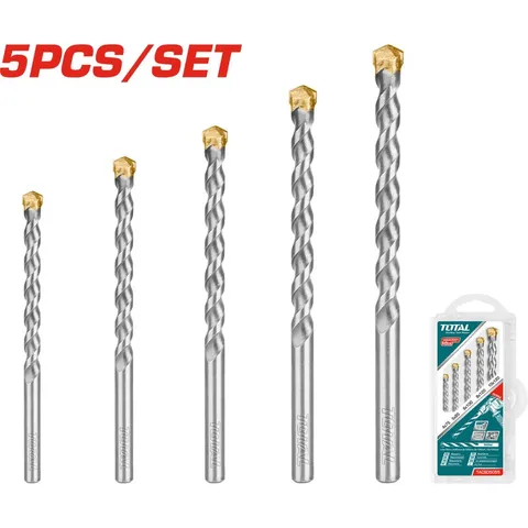Bộ 5 mũi khoan bê tông TOTAL TACSD5055 - Kích thước 4x75mm, 5x85mm, 6x100mm, 8x120mm, 10x120mm - Dụng cụ tiện ích chất lượng cao