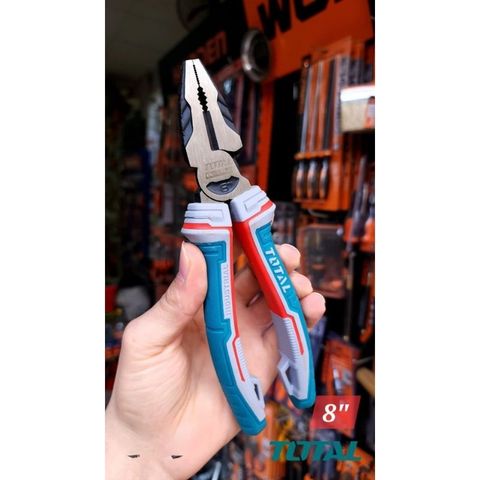 Kìm Răng Cao Cấp 8 Inch TOTAL THT210806S - Tiết Kiệm 30% Lực, Chất Liệu Thép CR-V Chống Gỉ, Dụng Cụ Làm Việc Chuyên Nghiệp
