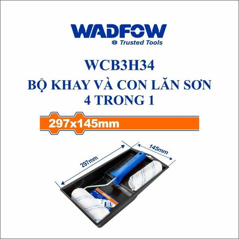Bộ lăn sơn tường WADFOW 4 chi tiết - Cọ lăn polyester 100mm kèm khay sơn, thiết kế tiện dụng cho sơn nội thất