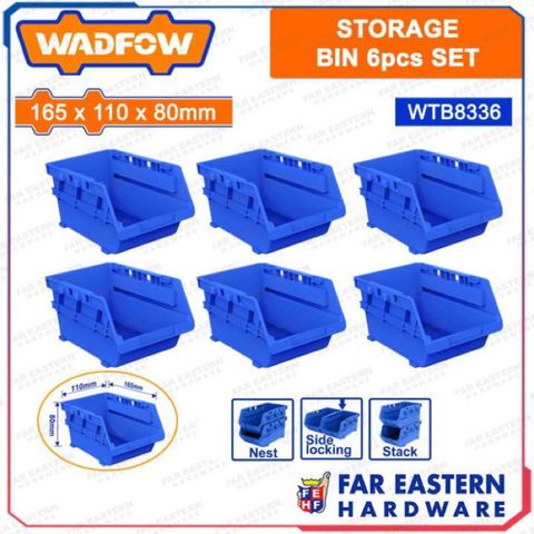 Bộ 6 Khay Nhựa Đựng Linh Kiện WTB8336 WADFOW - Khay Xếp Chồng, Kích Thước 165x110x80mm, Chất Liệu Nhựa PPK, Dùng Cho Tủ WTB8330