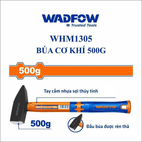 Búa 500g Đầu Dẹp & Vuông Cáng Cao Su Mềm WADFOW WHM1305 - Dụng Cụ Đóng Đinh Chất Lượng Cao Cho Thợ Mộc
