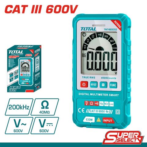Đồng hồ đo điện kỹ thuật số TOTAL TMT460002 - Màn hình LED, Đo AC/DC, Độ chính xác cao, Thiết bị tiện ích cho điện và điện tử
