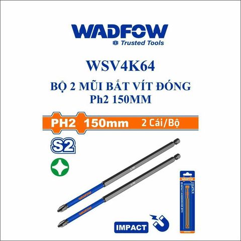 Bộ 2 Mũi Siết Vít Bake PH2 150mm Thép Đen WADFOW WSV4K64 - Dụng Cụ Tiện Ích Chất Lượng Cao