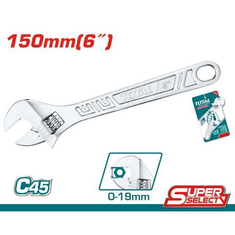 Mỏ Lết 6 Inch TOTAL THT101063 - Dụng Cụ Điều Chỉnh 0-19.2MM, Chất Lượng Cao, Tiện Ích Cho Công Việc Sửa Chữa
