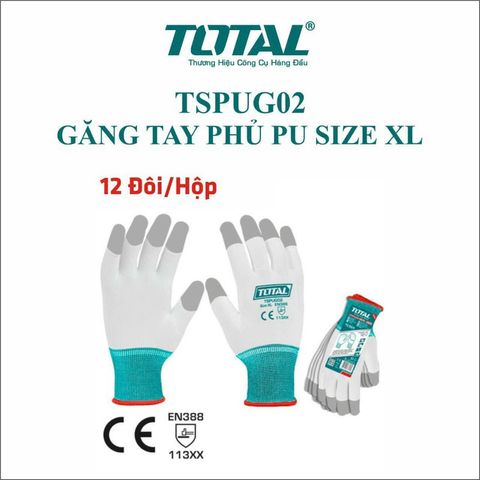 (at8) Găng tay phủ PU (đầu ngón tay) dùng cho môi trường dầu (ít dầu) TOTAL TSPUG02