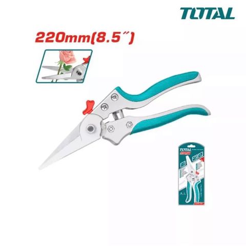 Kéo Tỉa Cành Nhôm 8.5 Inch TOTAL THTP61851 - Dụng Cụ Cắt Cành Hàng Đầu Với Lưỡi Thép Carbon Mạ Crôm