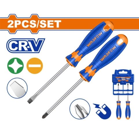 Bộ 2 Tua Vit Dẹp & Bake WADFOW WSS1302 - Dụng Cụ Tiện Ích Thép CR-V Chất Lượng Cao 100mm