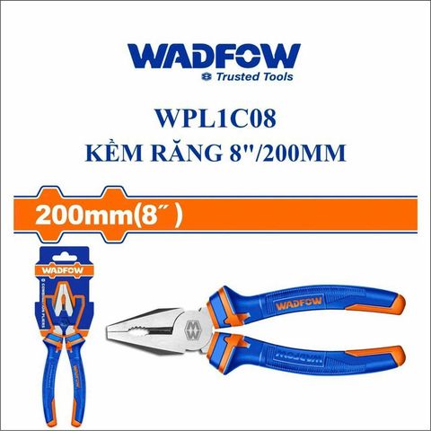 Kìm răng 8 inch WADFOW WPL1C08 - Dụng cụ thép carbon chống rỉ, tay cầm cao su mềm, tiện ích cho sửa chữa và DIY