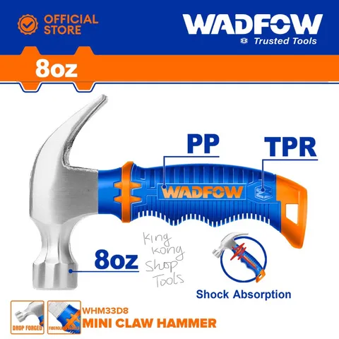 Búa Đóng Đinh Mini WADFOW WHM33D8 - Công Cụ Huy Hoàng 8oz, Đầu Thép Carbon, Tay Cầm Nhựa Sợi Thủy Tinh, Dụng Cụ Tiện Ích