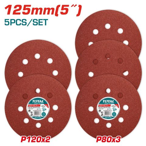 (at8) Set 5 miếng giấy nhám loại tròn 125mm TOTAL TAC731251