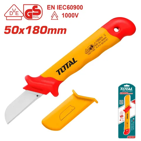 Dụng cụ tước dây điện cách điện 1000V TOTAL THICK1801 - Lưỡi thép không gỉ, tiêu chuẩn EN60900, thiết kế tiện ích cho điện tử.