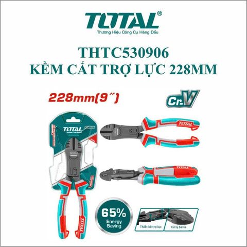 Kìm Cắt Đầu Nặng 9 Inch Trợ Lực 65% TOTAL THTC530906 - Dụng Cụ Tiện Ích Chất Lượng Cao, Tay Cầm TPR Nhẹ Nhàng, Hiệu Suất Tối Ưu