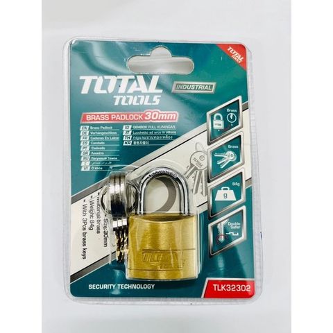 Ổ Khoá Mini Đồng Thau 30mm TOTAL TLK32302 - Khóa An Toàn Kèm 3 Chìa Khóa - Thiết Bị Tiện Ích Đáng Tin Cậy
