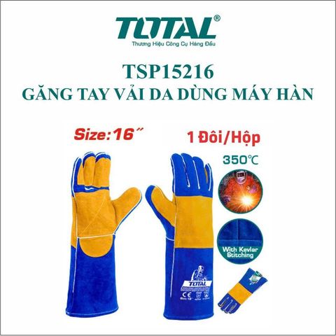 Găng Tay Da Hàn TOTAL TSP15216 - Chống Nhiệt 350 Độ C, Khâu Kevlar, Găng Tay Bảo Hộ Chuyên Dụng cho Thợ Hàn