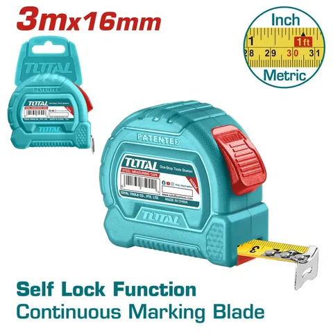 (at8) Thước kéo 3Mét (hệ inch mét song song) (tự khoá) dòng siêu rẻ TOTAL TMT37316