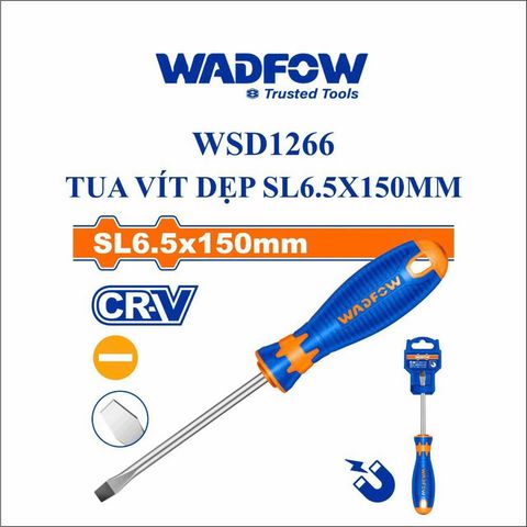 Tua vít dẹp 6.5mm WADFOW WSD1266 - Tay cầm cao su êm ái, đầu nam châm - Dụng cụ tiện ích chất lượng cao