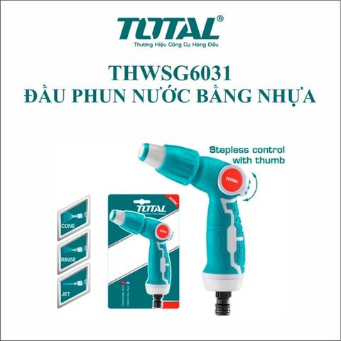 Vòi Xịt Tưới Cây 3 Kiểu Phun TOTAL THWSG6031 - Thiết Kế Đầu Phun Điều Chỉnh, Tay Cầm Cao Su Ổn Định, Phù Hợp Dùng Làm Vườn
