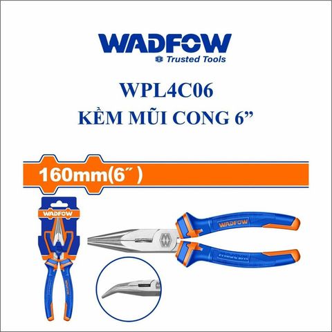 Kìm Nhọn Mũi Cong 6 Inch WADFOW WPL4C06 - Dụng Cụ Thép Carbon Chống Gỉ, Tay Cầm Đa Màu, Tiện Ích Sử Dụng Hàng Ngày
