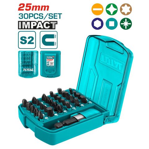 Hộp 30 Mũi Bắt Vít 25mm TOTAL TACSD18306 - Bộ Dụng Cụ Đa Năng Đổi Đầu Nhanh, Phù Hợp Sửa Chữa Gia Đình