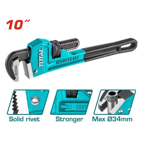 Mỏ Lết Răng TOTAL 10 Inch THT171006 - Dụng Cụ Sửa Chữa Chất Lượng Cao, Thép Carbon Bền Bỉ, Tay Cầm Gang Dẻo
