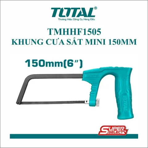 Khung Cưa Sắt Mini 150mm TOTAL TMHHF1505 - Dụng Cụ Tiện Ích Có Kèm Lưỡi, Tay Cầm ABS Thoải Mái, Bảo Hành Chính Hãng