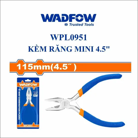 Kìm răng mini WADFOW WPL0951 - Dụng cụ chống gỉ 115mm với tay cầm nhựa tiện dụng - Công cụ sửa chữa đa năng cho gia đình