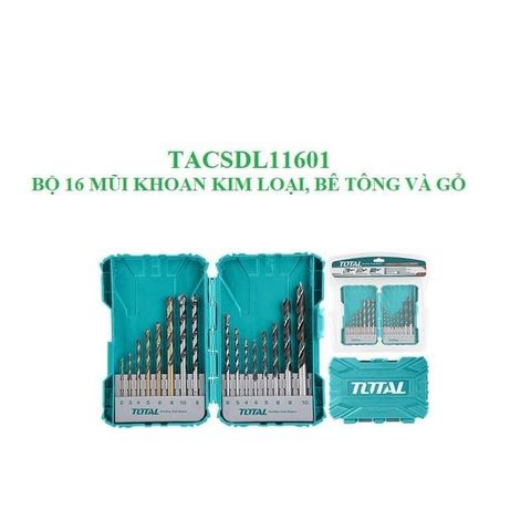 (AT8) Bộ 16 mũi khoan kim loại, bê tông và gỗ Total TACSDL11601